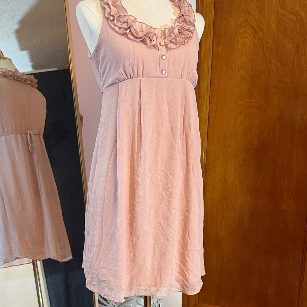 Forever 21 Light Pink Ruffle collar sleeveless baby doll Dress